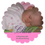 Scalloped Circle Baby Photo Labels With Text